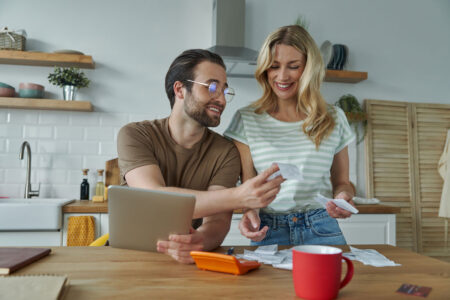 young couple discussing finances