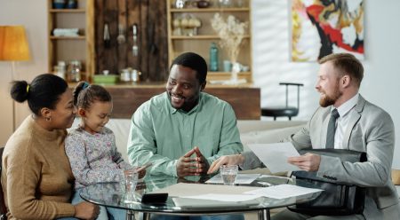 family discussing finances